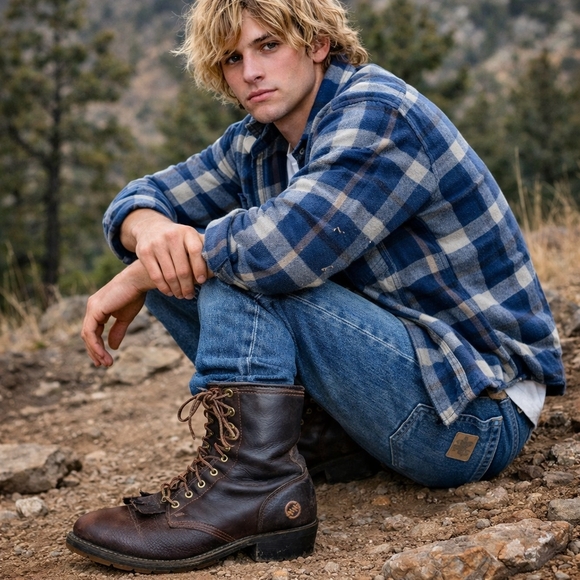 Double H Brown Leather Cowboy Boots
